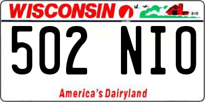 WI license plate 502NIO