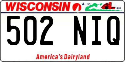 WI license plate 502NIQ