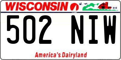 WI license plate 502NIW