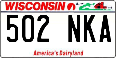 WI license plate 502NKA