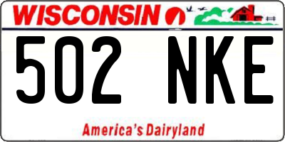 WI license plate 502NKE