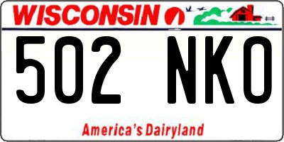WI license plate 502NKO