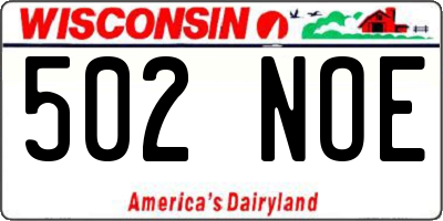WI license plate 502NOE