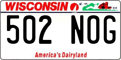WI license plate 502NOG