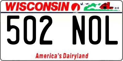 WI license plate 502NOL