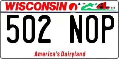 WI license plate 502NOP