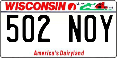 WI license plate 502NOY