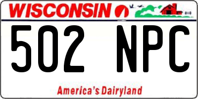 WI license plate 502NPC