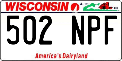 WI license plate 502NPF