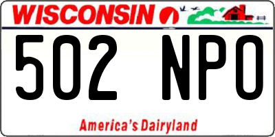 WI license plate 502NPO