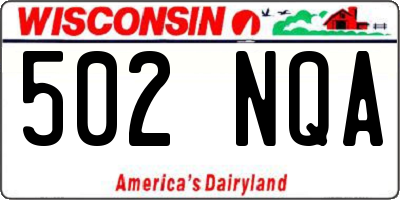 WI license plate 502NQA