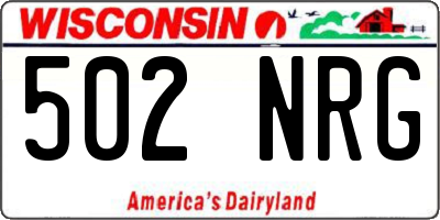 WI license plate 502NRG