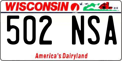 WI license plate 502NSA