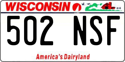 WI license plate 502NSF