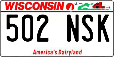 WI license plate 502NSK
