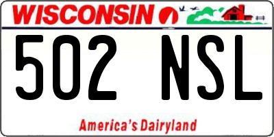 WI license plate 502NSL