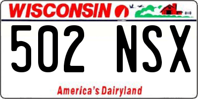 WI license plate 502NSX