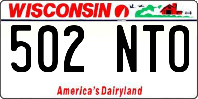 WI license plate 502NTO