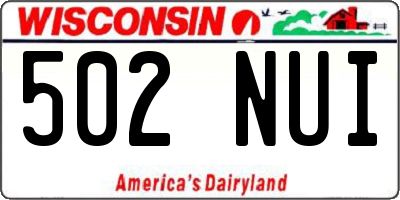 WI license plate 502NUI
