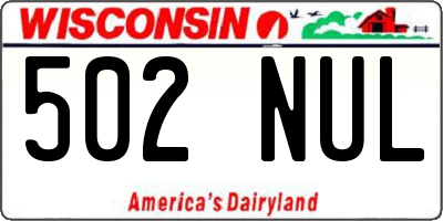 WI license plate 502NUL