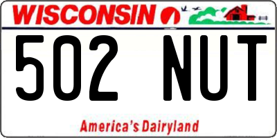WI license plate 502NUT