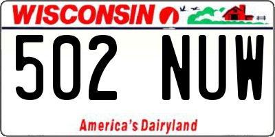 WI license plate 502NUW