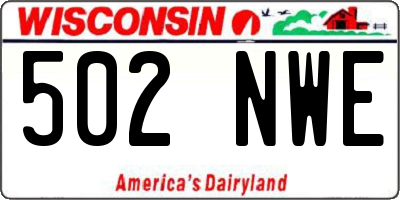 WI license plate 502NWE