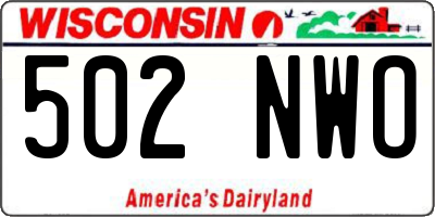 WI license plate 502NWO