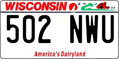 WI license plate 502NWU