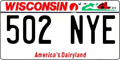 WI license plate 502NYE