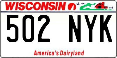 WI license plate 502NYK