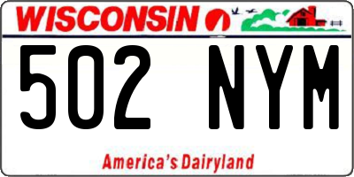 WI license plate 502NYM