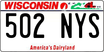 WI license plate 502NYS