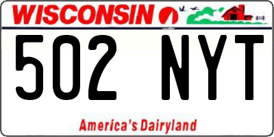 WI license plate 502NYT