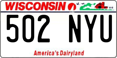 WI license plate 502NYU
