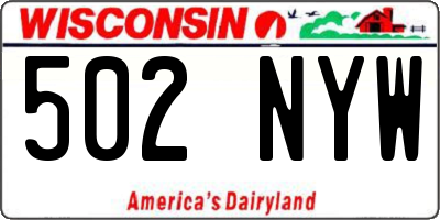 WI license plate 502NYW