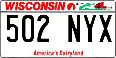 WI license plate 502NYX