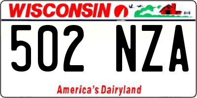 WI license plate 502NZA