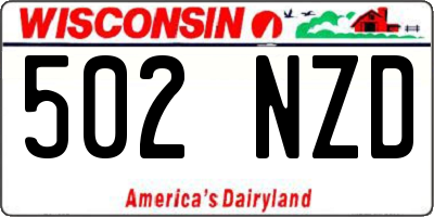 WI license plate 502NZD
