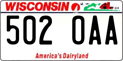 WI license plate 502OAA