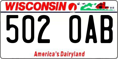 WI license plate 502OAB