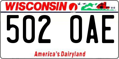 WI license plate 502OAE