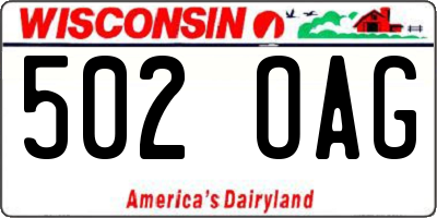 WI license plate 502OAG