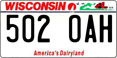 WI license plate 502OAH