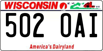 WI license plate 502OAI