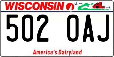 WI license plate 502OAJ
