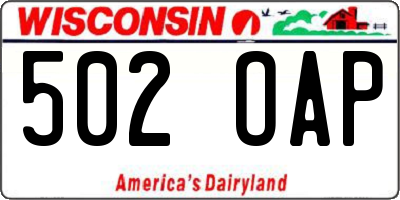WI license plate 502OAP