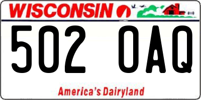 WI license plate 502OAQ
