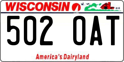 WI license plate 502OAT