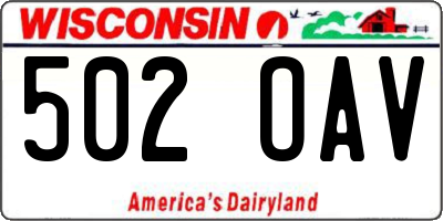 WI license plate 502OAV